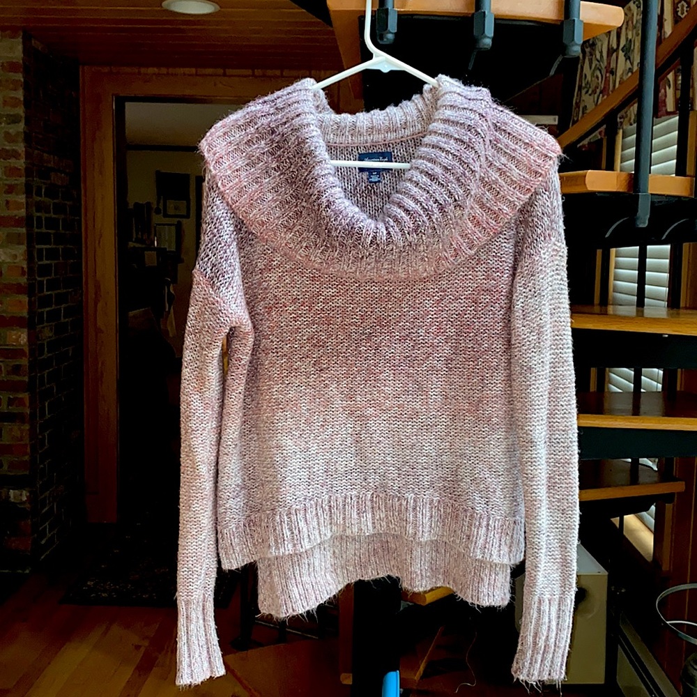 American Eagle, size Small, Purple/Pink ombré cowl neck sweater
